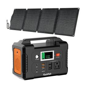 200W Portable Power Station;  FlashFish 40800mAh Solar Generator with 60W 18V ETFE Portable Solar Panel