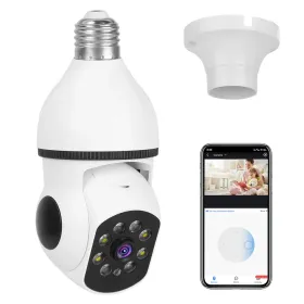 E27 WiFi Bulb Camera 1080P FHD WiFi IP Pan Tilt Security Surveillance Camera With Two-Way Audio Full Color Night Vision Flood Light Motion Tracking Si