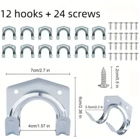 12 Metal Tool Hooks