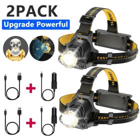 LED Headlamp Rechargeable Head Torch Zoom Headlight (Option: 2pack)
