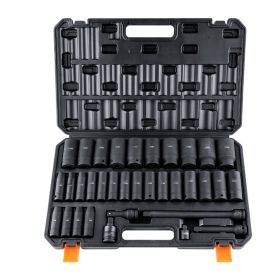 VEVOR  Drive Deep Impact Socket Set, 34pcs Socket Set Metric 8-36mm 6 Point Cr-MO Alloy Steel For Auto Repair, Rugged Construction, Includes Heav (Option: Default)