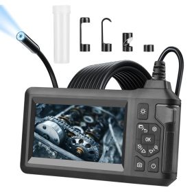 1Pc 1080P Endoscope Camera With 8 LED Light 8mm Borescope Inspection Camera 4.3in Colorful Screen IP67 Waterproof 16.4FT Semi-Rigid Cord Handheld Snak (Option: Black)
