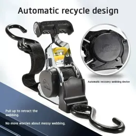 4 Pack Auto Retractable Ratchet Straps Heavy Duty 1500lbs (Option: White)